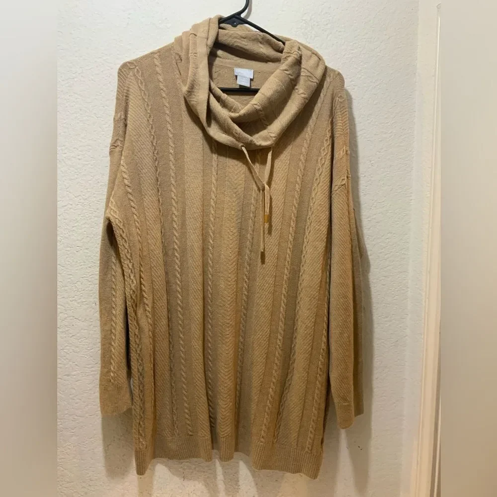 NWT Chico's Zenergy Cotton Cashmere Cable Knit Sweater Womens Size 3 US XL